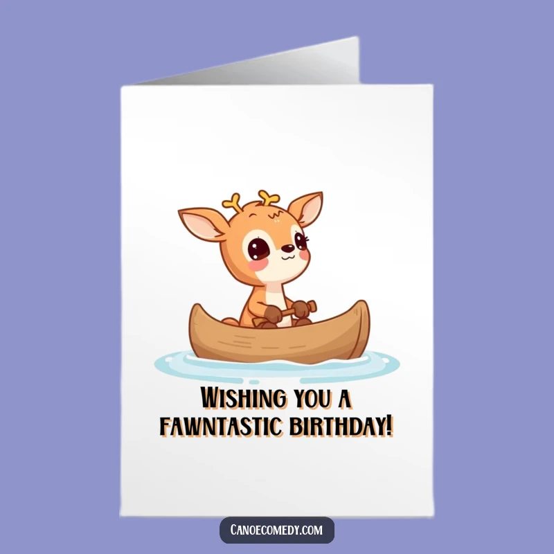 Free Printable Wonder Deer Birthday Card: Canoe Explorer, Downloadable Joyful Gift