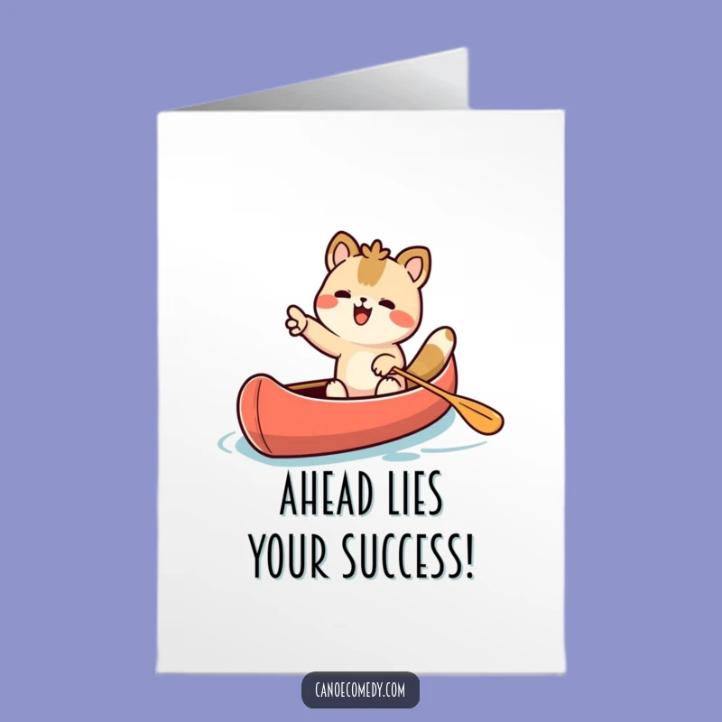 Free Printable Congrats Card: Kawaii Canoe Animal Pointing Towards Success