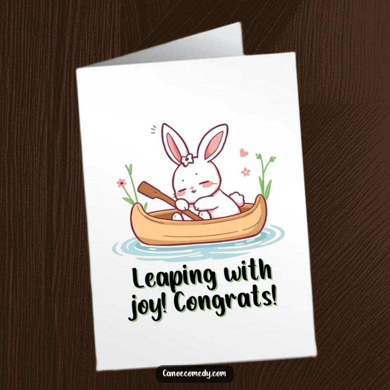 Funny Free Printable Congratulations Card: A content rabbit sleeps soundly in a canoe, celebrating a restful success.