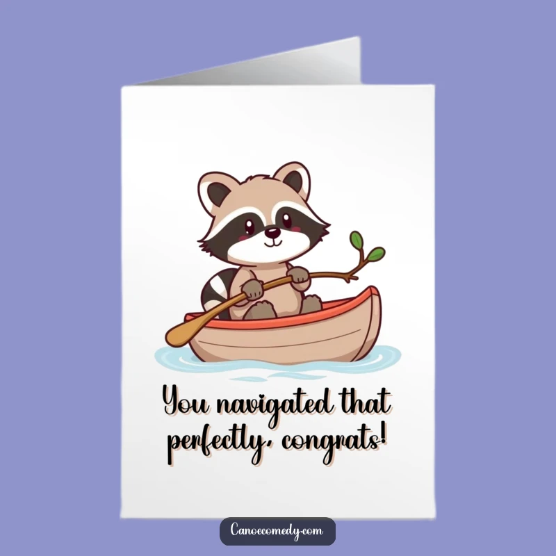 Free Printable Kawaii Raccoon Congrats Card - Funny Canoe Achievement Downloadable