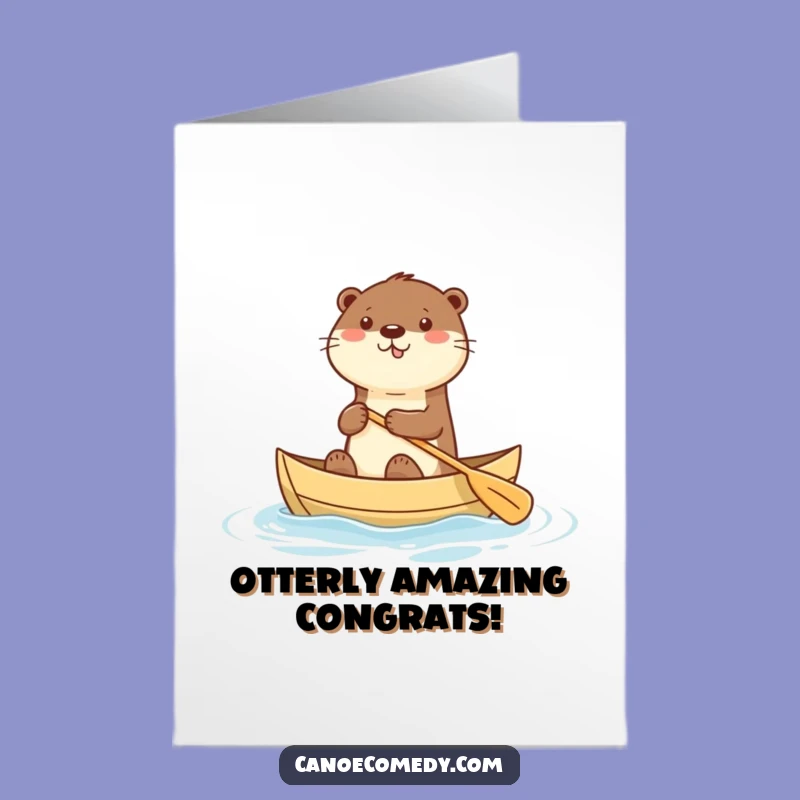 Free Printable Otter Congratulations Card: Paddling Success, Kawaii Cheers!