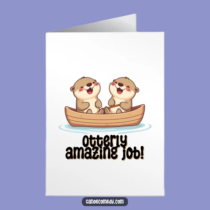 Free Printable Congrats Card: Kawaii Otters Laughing, Cheerful DIY Gift