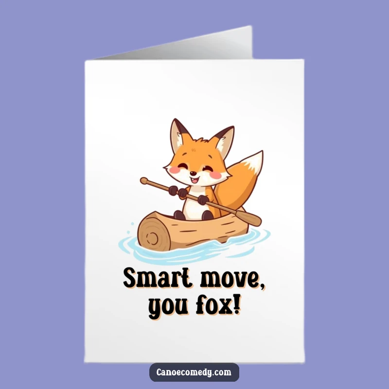 Free Printable Congrats Card: Fox Canoeing - Funny Downloadable Gift
