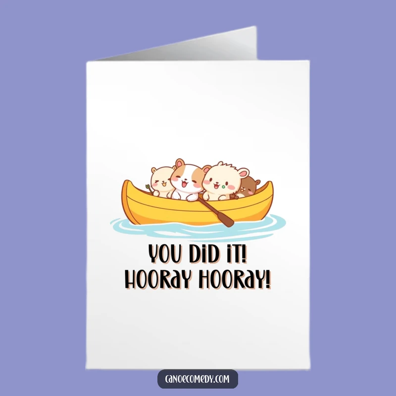 Free Printable Congrats Card: Giggling Animals Canoe - Hilarious Downloadable Gift