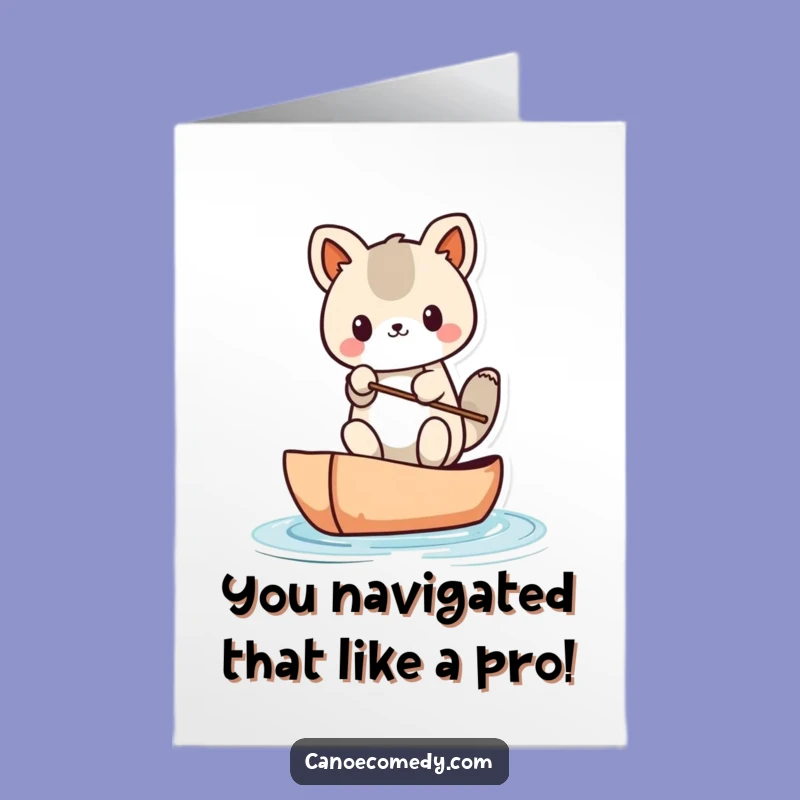 Free Printable Congrats Card: Kawaii Canoe Champ - Hilarious Downloadable Greeting!