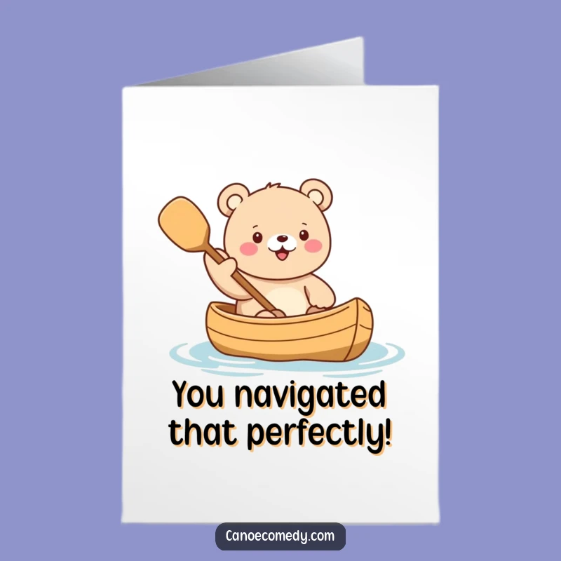 Free Printable Kawaii Bear Canoe Congrats Card - Funny Downloadable Gift