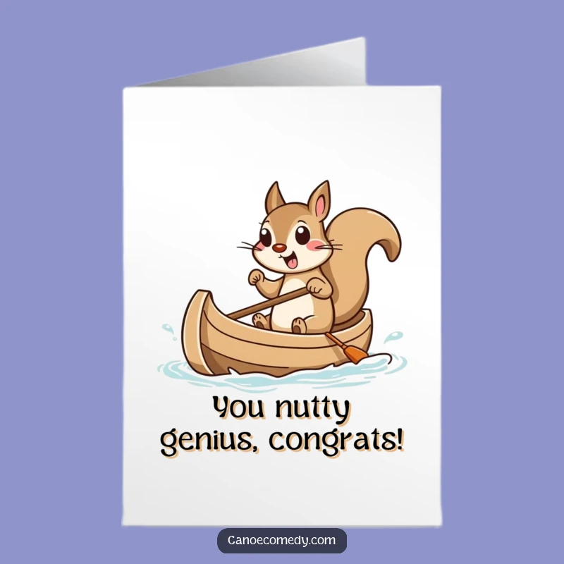 Free Printable Congratulations Card: Cheerful Squirrel Canoeing - Unique Downloadable Gift