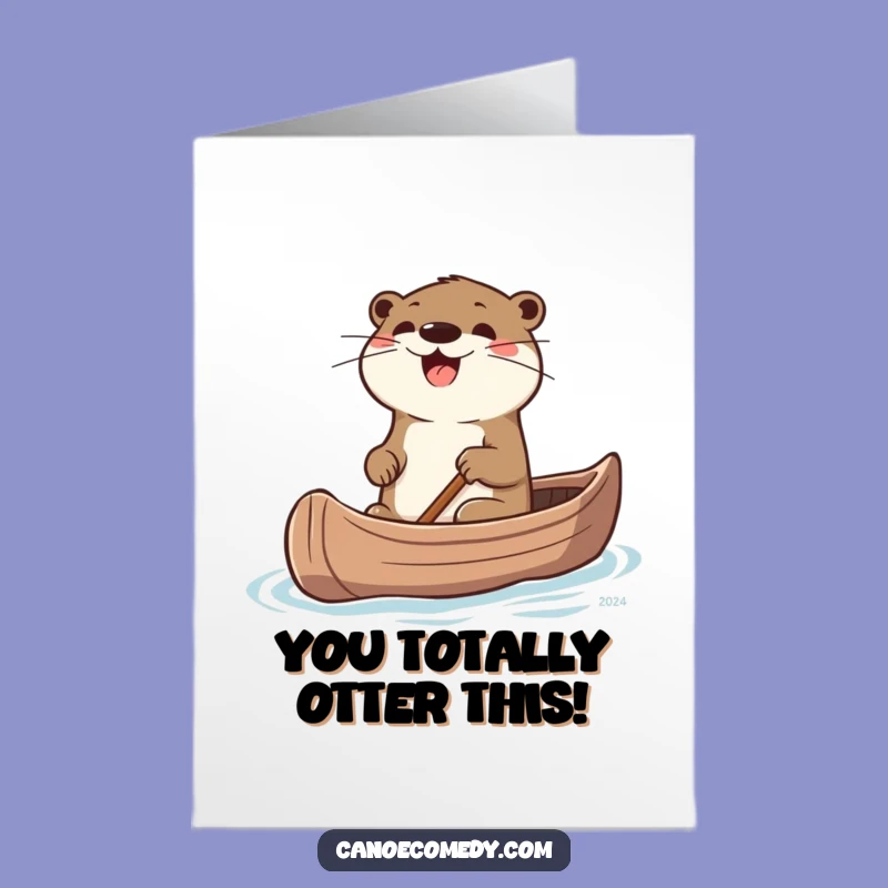 Free Printable Otter Canoe Congrats Card - Whiskers Twitching! Humorous Downloadable.