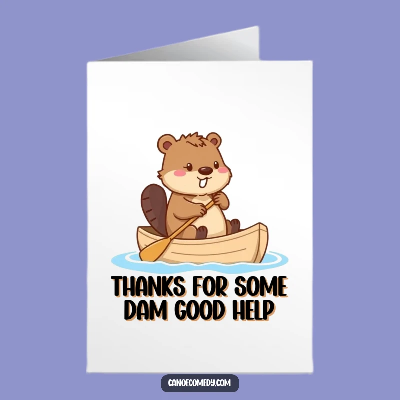 Free Printable Beaver Thank You Card: Funny Canoe Tail Rudder for Expressing Gratitude