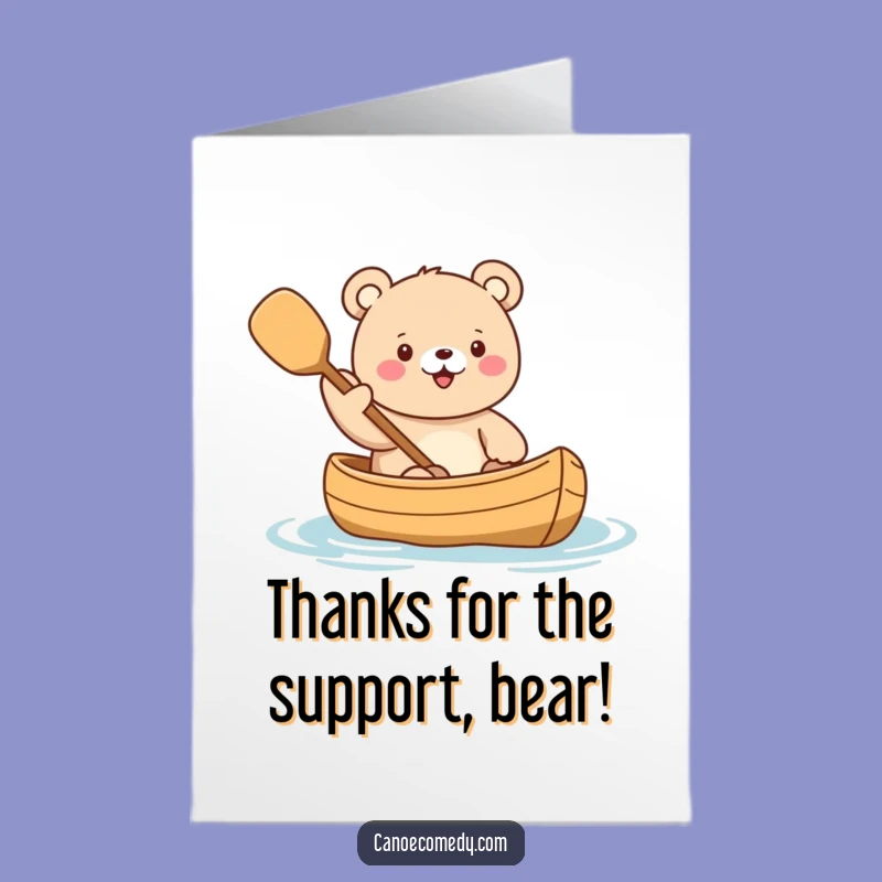 Free Printable Kawaii Bear Canoe Thank You Card - Funny DIY Downloadable Gift