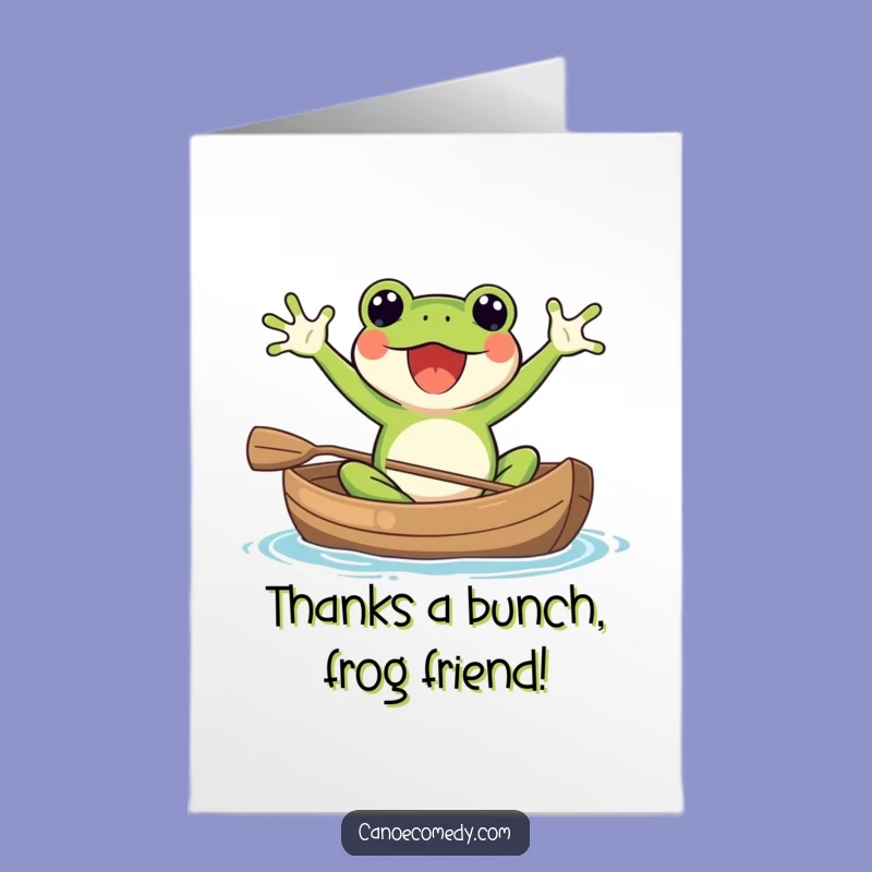 Free Printable Kawaii Frog Thank You Card - Funny Canoe Gratitude Downloadable