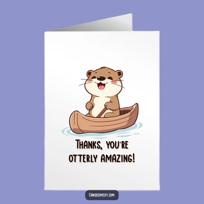Free Printable Otter Thank You Card - Excited Gratitude! Whimsical Downloadable.