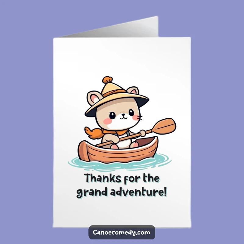 Free Printable Thank You Card: Adventurous Kawaii Animal Journey Thank You Funny Downloadable Gift