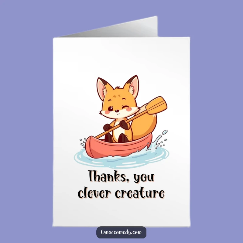 Free Printable Thank You Card: Fox Canoe Splash Thanks - Funny Downloadable Gift