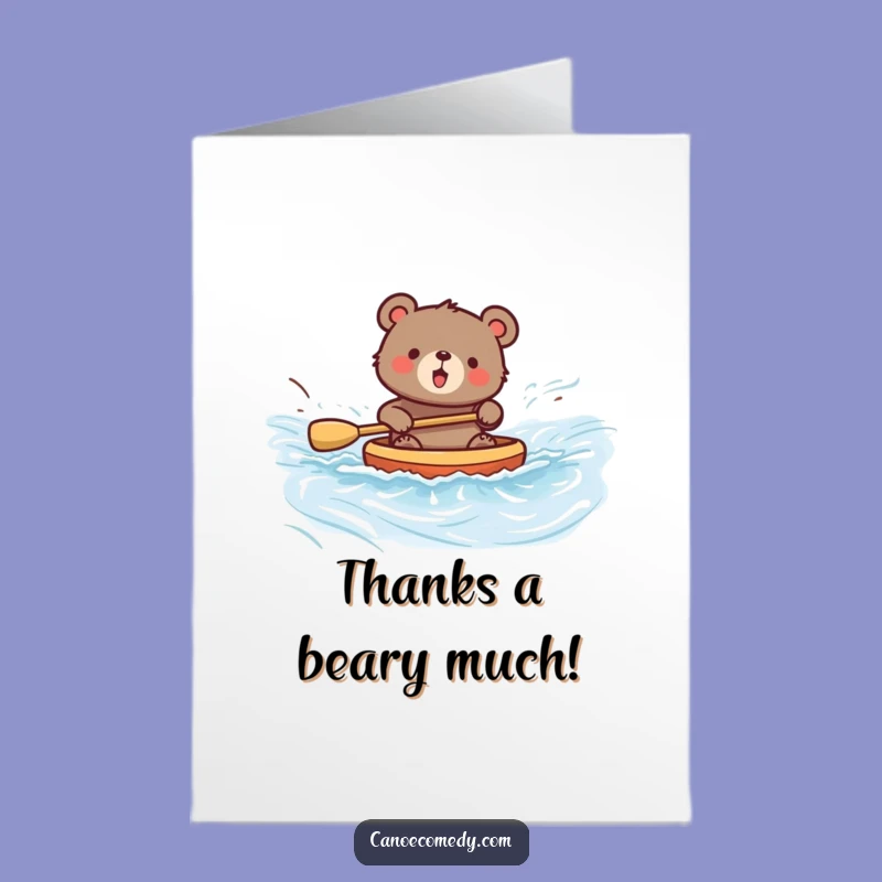 Free Printable Thank You Card: Funny Bear's River Journey - Downloadable Appreciation Gift