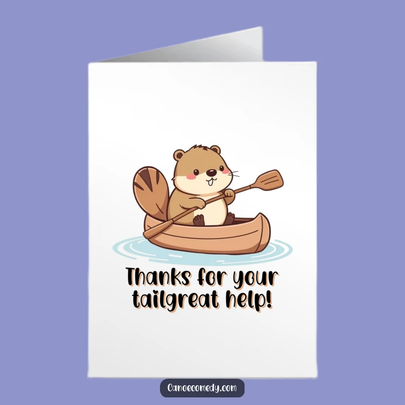 Free Printable Thank You Card: Funny Kawaii Beaver Paddle Gesture, Heartfelt DIY