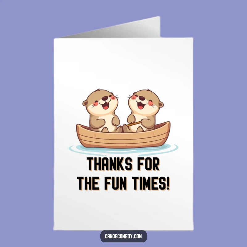 Free Printable Thank You Card: Kawaii Otters Laughing, Cheerful DIY Gesture