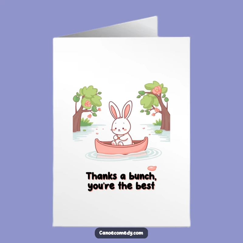 Free Printable Thank You Card: Kawaii Rabbit Canoe Gratitude - Funny Downloadable Gift