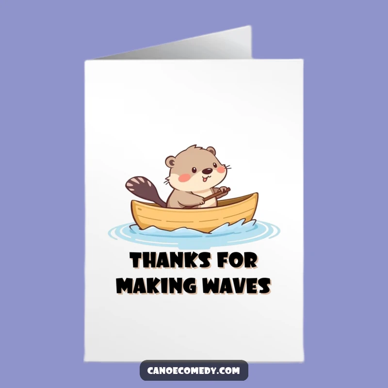 Free Printable Thank You Card: Muskrat Canoe Splash Gratitude Funny Downloadable Gift