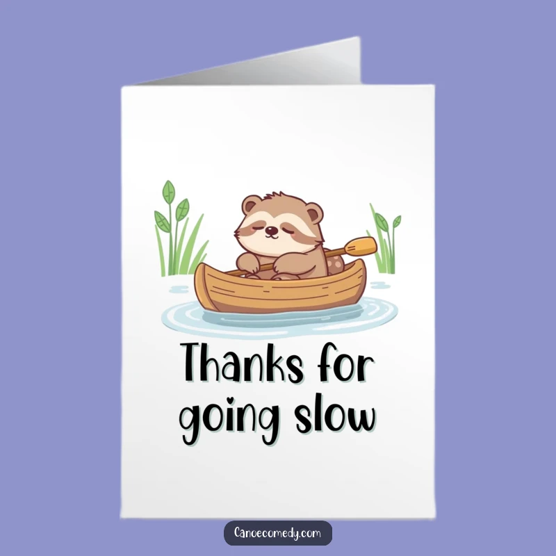 Free Printable Thank You Card: Sleepy Sloth Canoe - Relaxed LOL Downloadable Gift