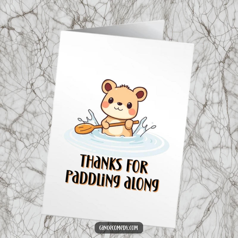 Funny Free Printable Thank You Card: An animal happily splashing in a river, conveying thanks with playful energy.