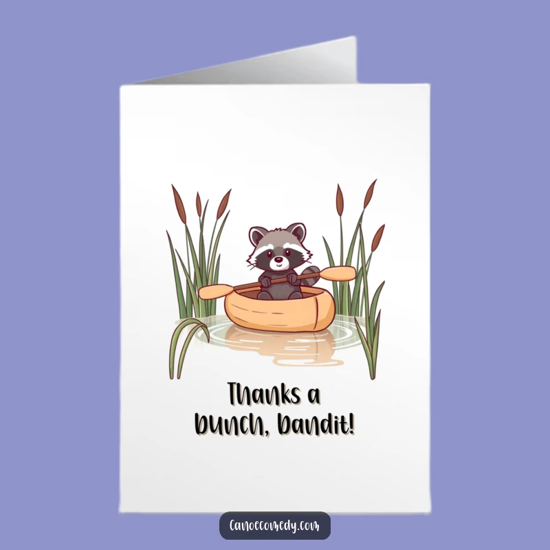Free Printable Thank You Card: Raccoon Canoeing - Downloadable Appreciation Gift