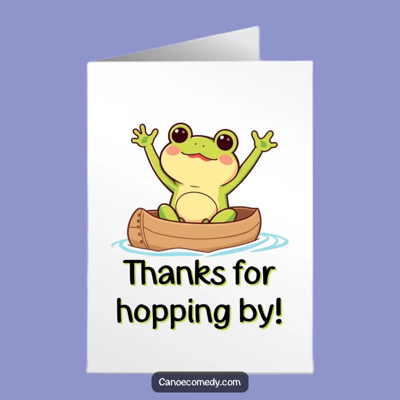 Free Printable Kawaii Frog Thank You Card: Funny Canoe Wave Downloadable