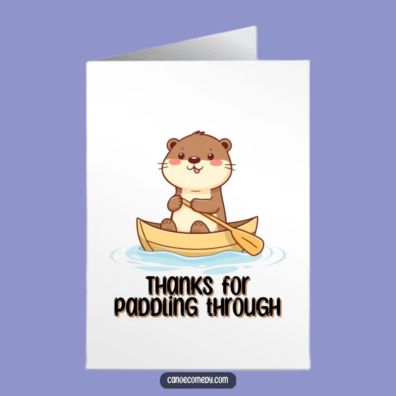 Free Printable Otter Thank You Card: Paddling Gratitude, Kawaii Style!