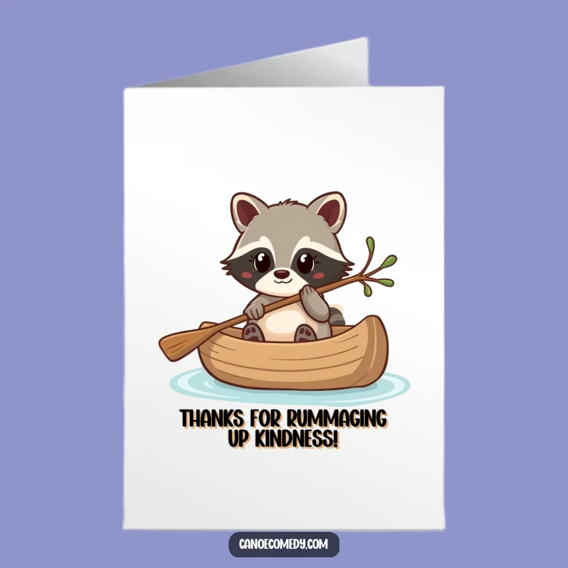 Free Printable Thank You Card: Kawaii Raccoon Twig Paddle, Unique DIY Gesture