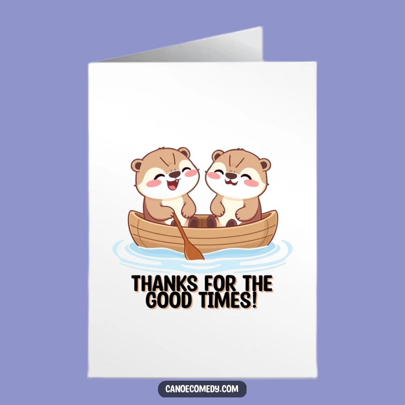 Free Printable Kawaii Otter Thank You Card - Funny Canoe Gratitude Downloadable