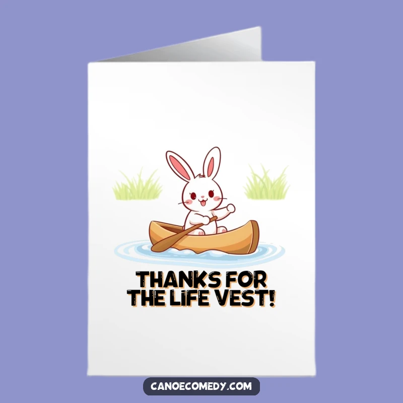 Free Printable Thank You Card: Rabbit Canoeing - Downloadable Appreciation Gift
