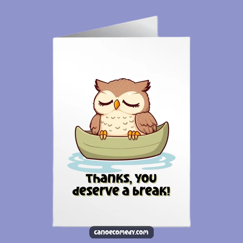 Funny Free Printable Thank You Card: Tired Owl Resting, Grateful DIY Gift