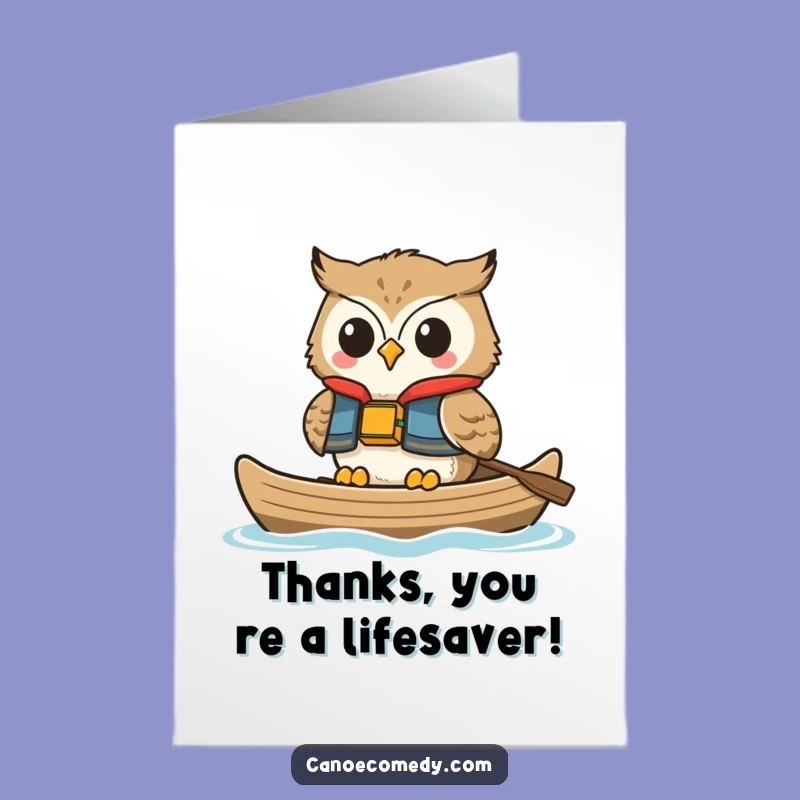 Funny Free Printable Thank You Card: Happy Owl Floating Canoe, Grateful DIY Gift