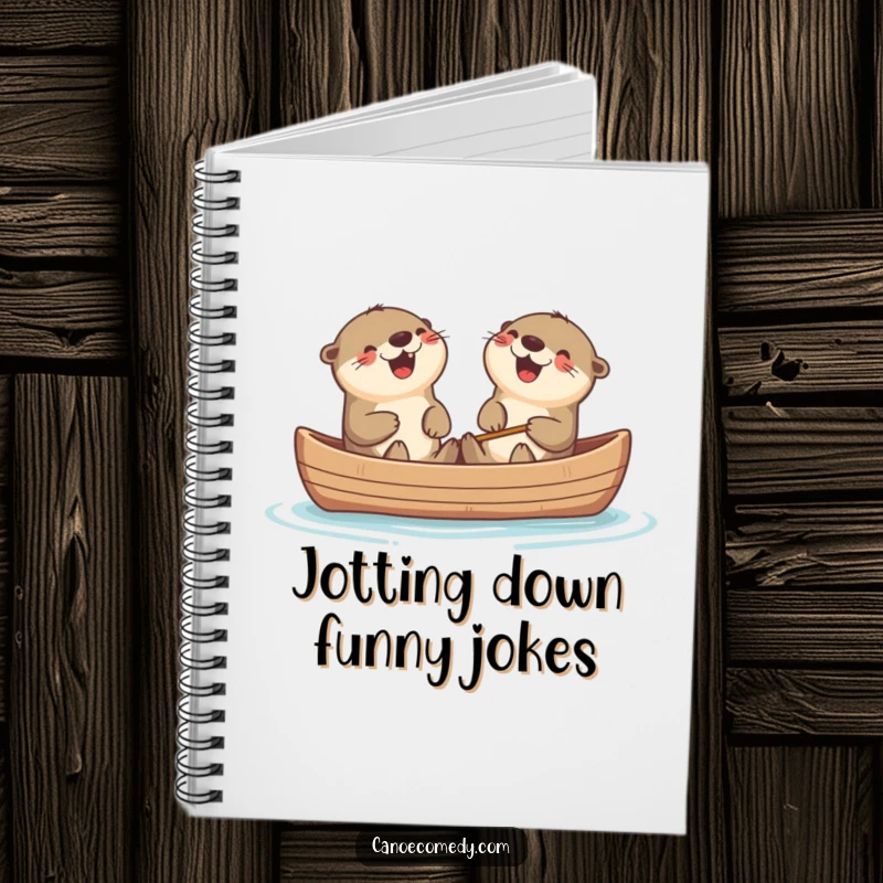 Funny Kawaii otters laughing in a canoe, a humorous and inspiring notebook for capturing thoughts.