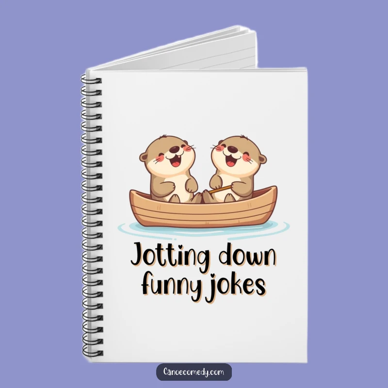 Funny Kawaii Otters Canoe Laugh Notebook, Humorous Stationery Gift