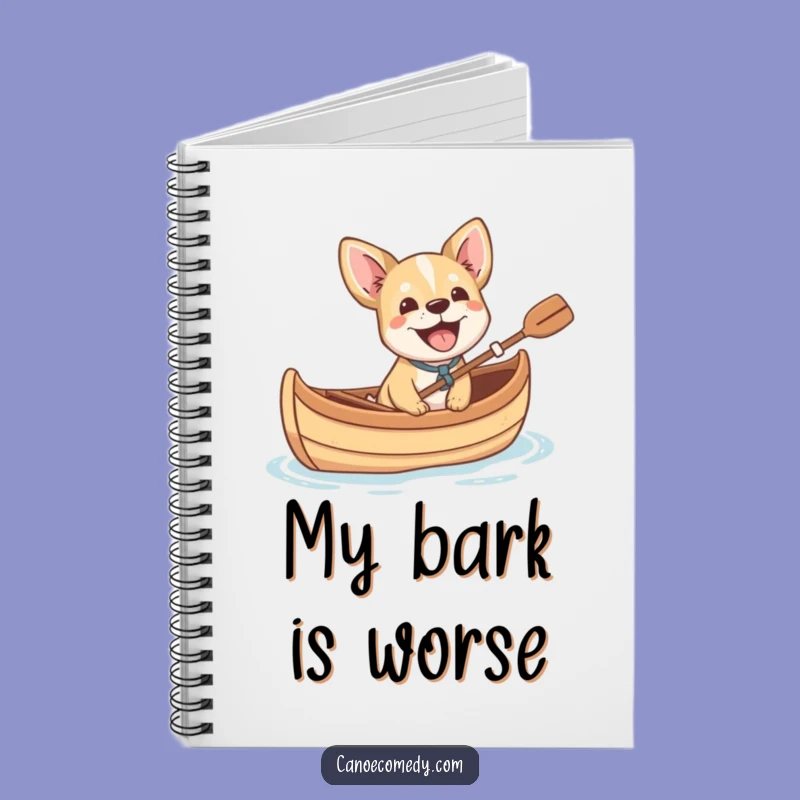 Funny Dog Barking in Canoe Notebook - Journal Your Adventures