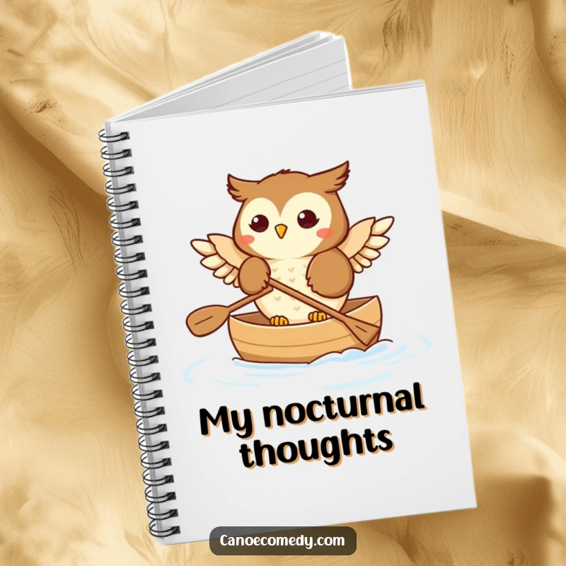 Funny Owl Notebook: A lined notebook with an illustration of a happy owl paddling a canoe.
