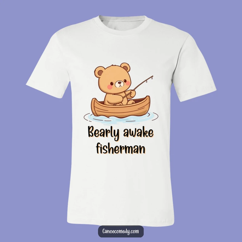 Funny Kawaii Bear Fishing T-Shirt - Relaxed Canoe Angler Tee