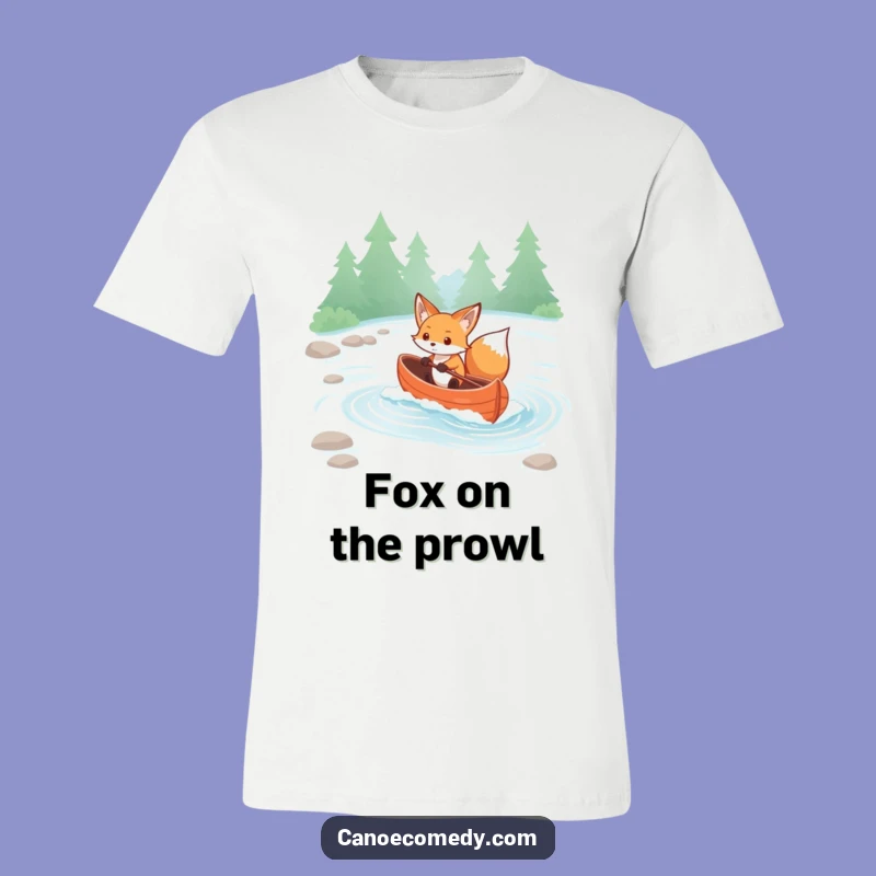 Funny Kawaii Fox Rapids T-Shirt - Determined Canoe Adventure Tee