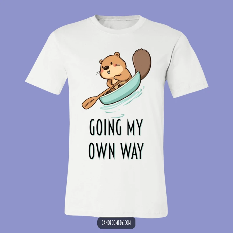Funny Beaver Paddling Canoe Backwards T-Shirt - Hilarious Outdoor Adventure Tee