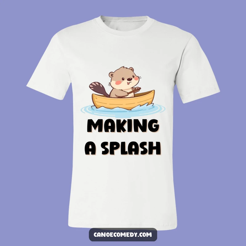 Funny Kawaii Muskrat Canoe Splash T-Shirt, Playful Humorous Outdoor Adventure Tee