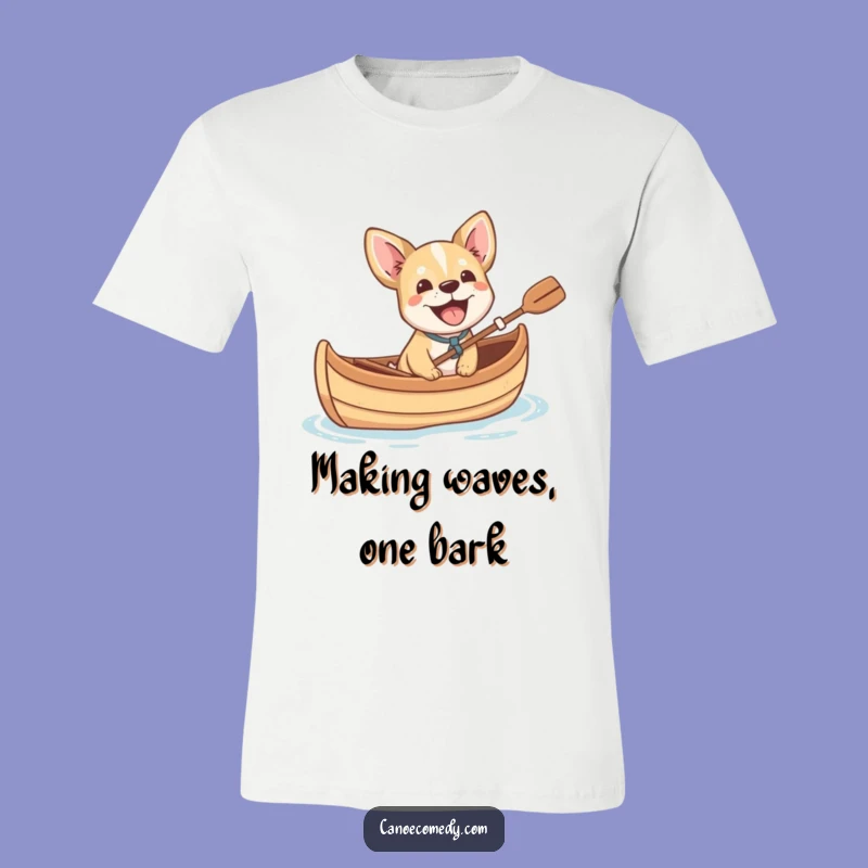 Funny Dog Barking in Canoe T-Shirt - Cheerful Canine Adventure Tee