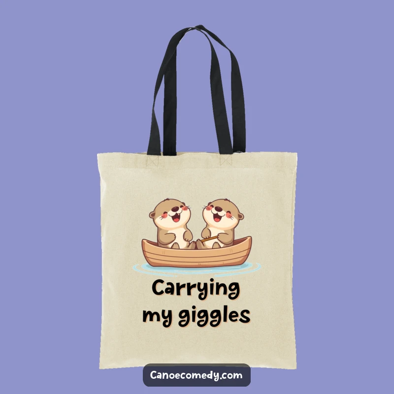 Funny Kawaii Otters Canoe Laugh Tote Bag, Eco-Friendly Humorous Gift