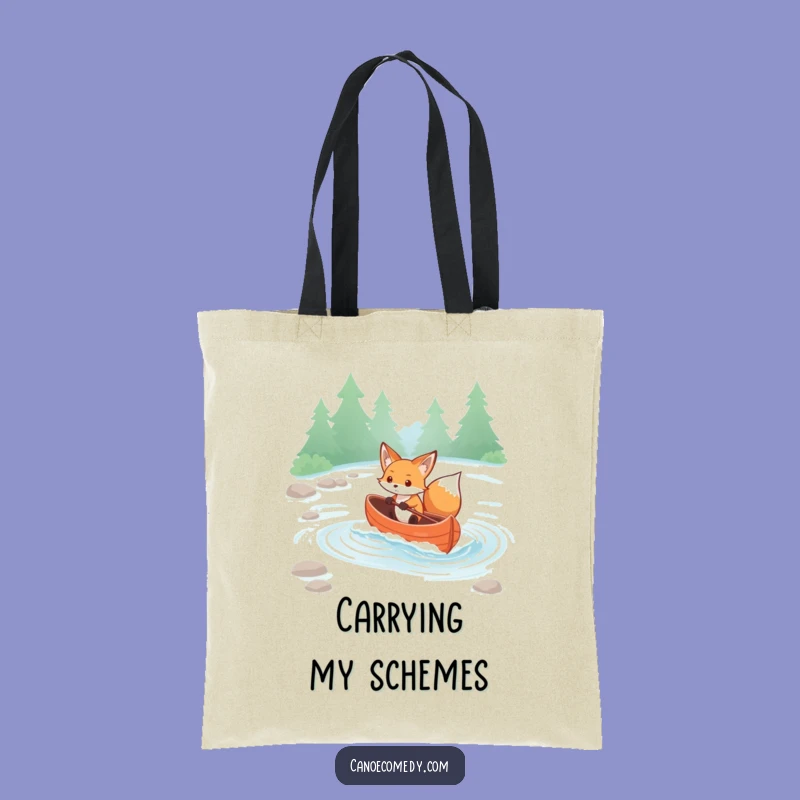 Funny Kawaii Fox Rapids Tote Bag - Determined Canoe Adventure Gift