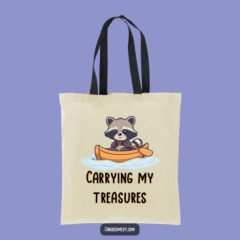 Funny Kawaii Raccoon Tote Bag - Cute Canoe Adventure & Practical Gift