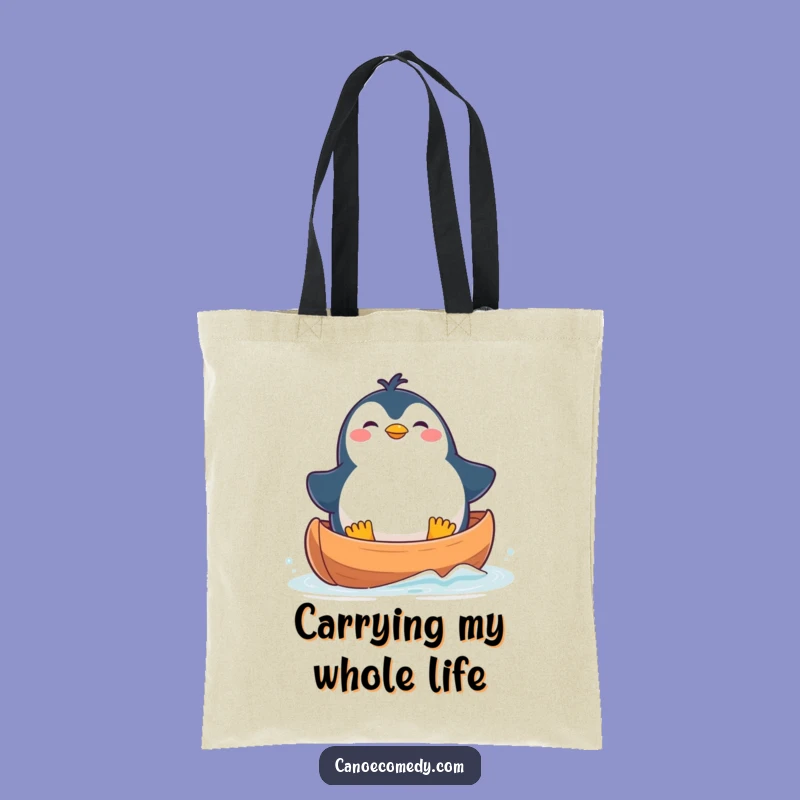 Funny Penguin Canoe Tote Bag: Carry Your Fun with Kawaii Penguin, Ideal Funny Gift