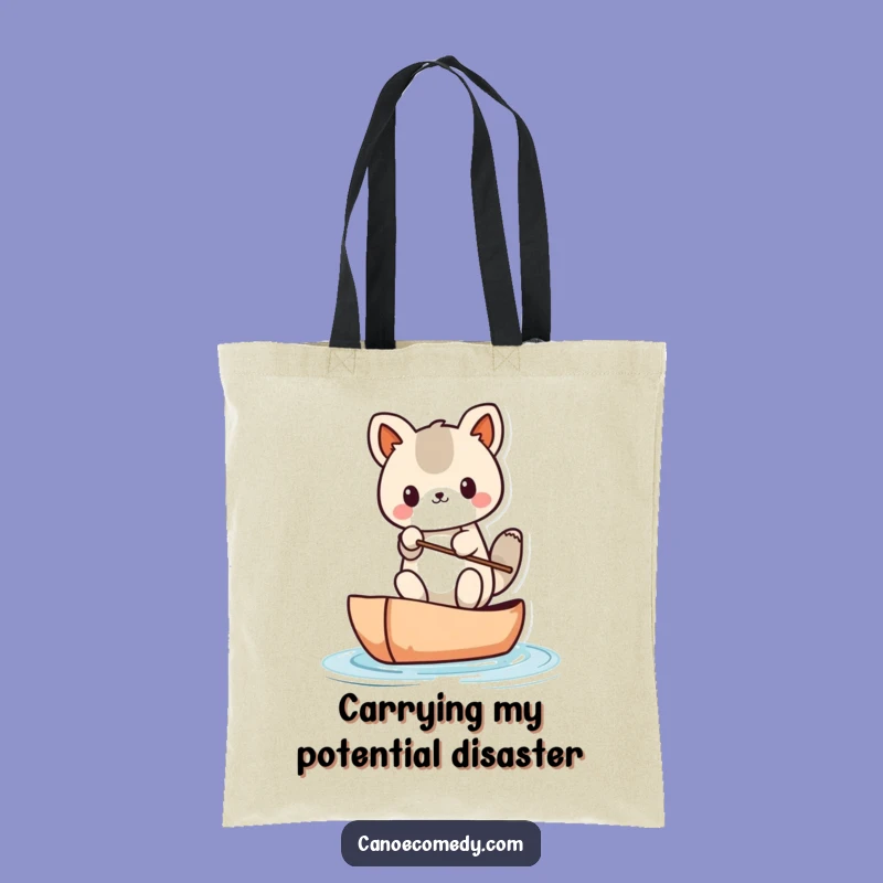 Funny Kawaii Canoe Balance Tote Bag: Stylish Kawaii Animal's Paddle Mishap Carry-All