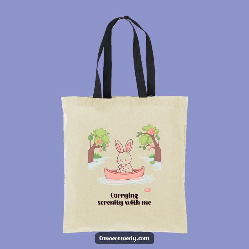 Funny Kawaii Rabbit Tote Bag - Peaceful Canoe Ride Eco-Friendly & Cute Gift