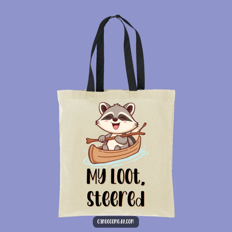 Funny Kawaii Raccoon Canoe Tote Bag, Cheerful Humorous Carry-All for Everyday Fun