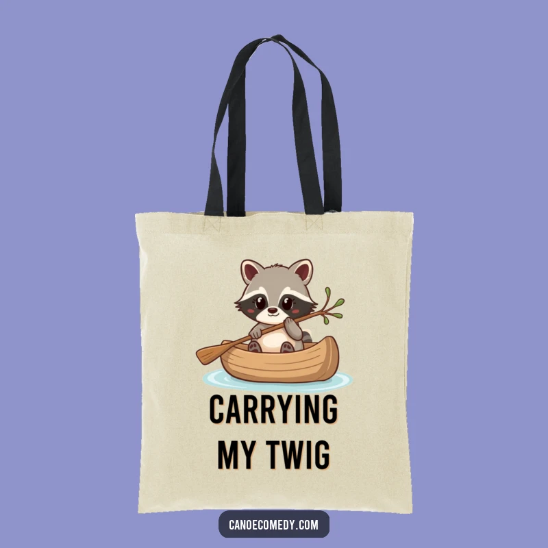 Funny Kawaii Raccoon Canoe Twig Steering Tote Bag, Eco-Friendly Gift
